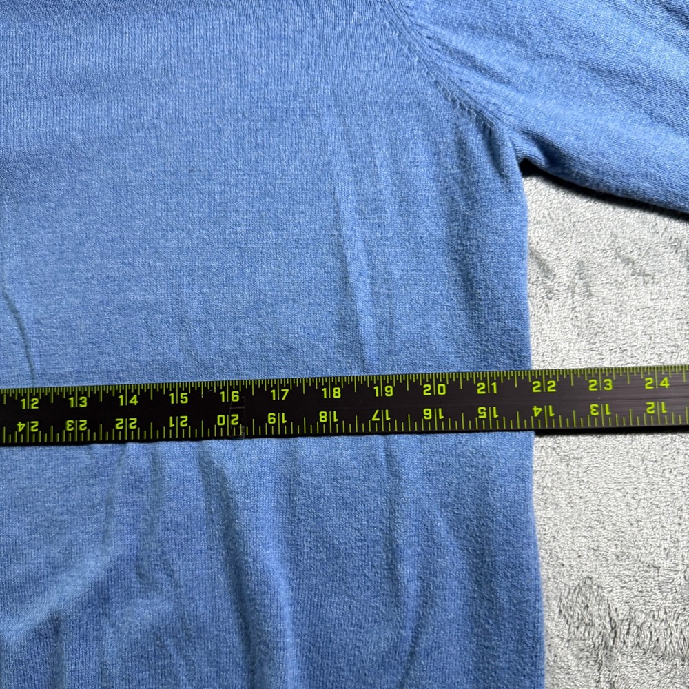 LL Bean Cotton Cashmere 1/4 Zip Pullover Sweater Knit Top Blue L - Picture 6 of 7